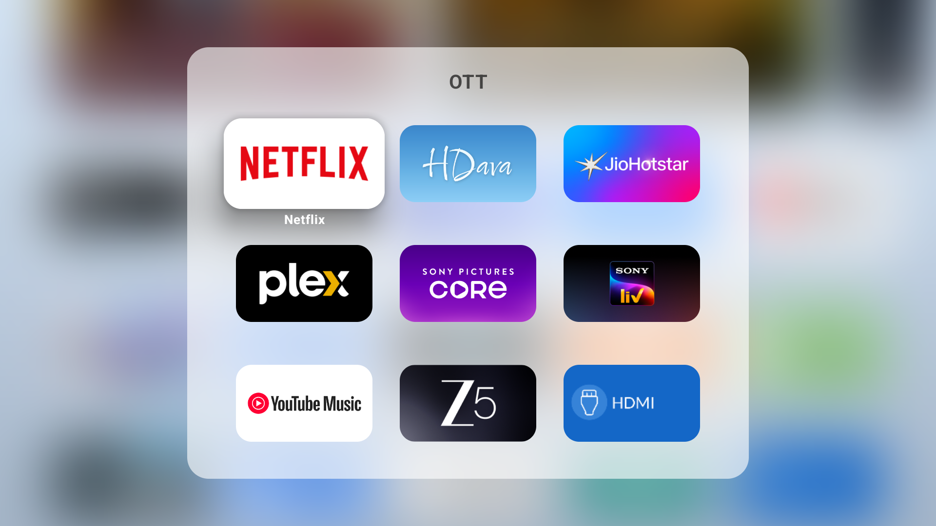 AT4K launcher screenshot showing folders support in Android TV