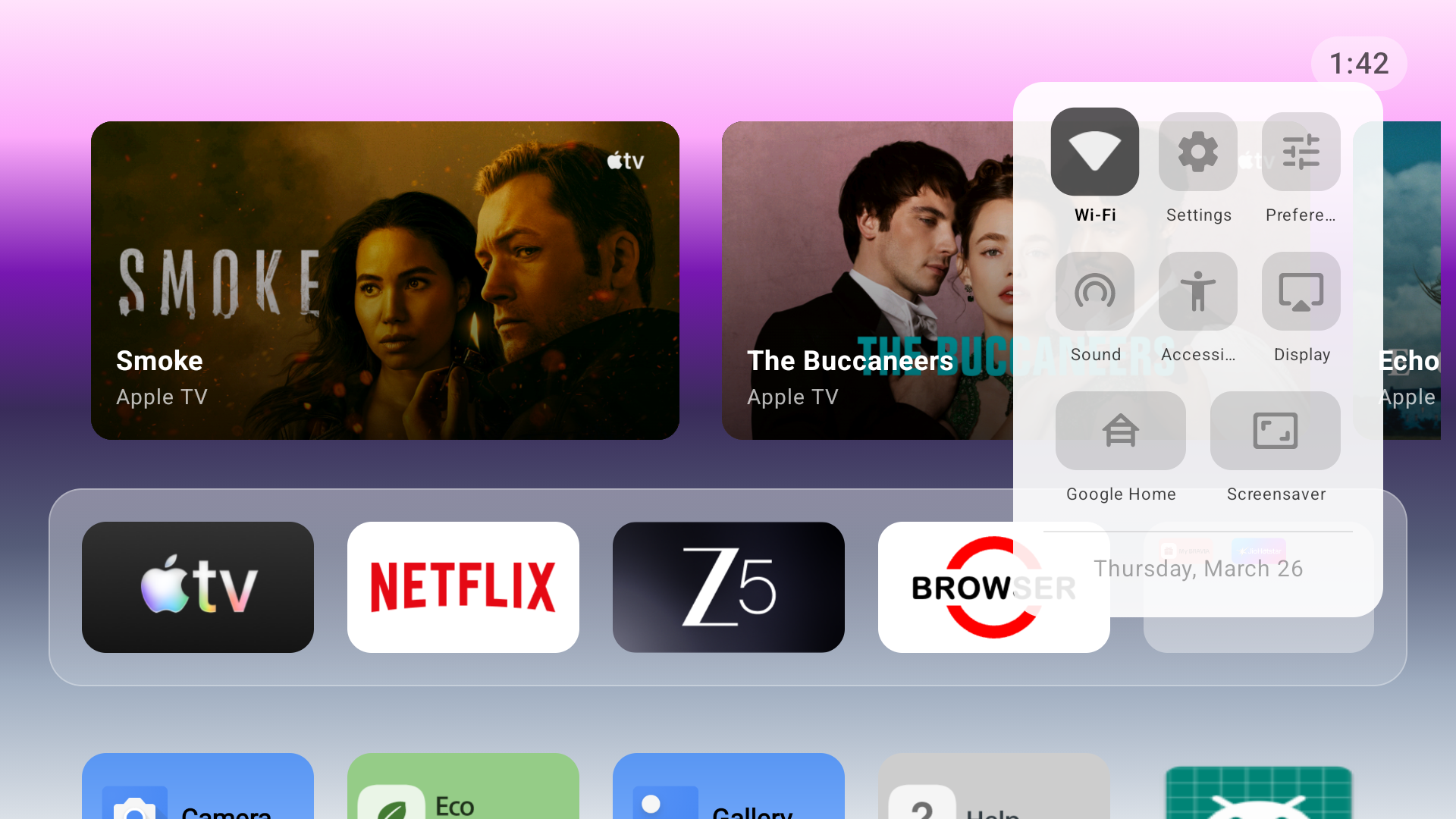 AT4K launcher screenshot showing watch next
